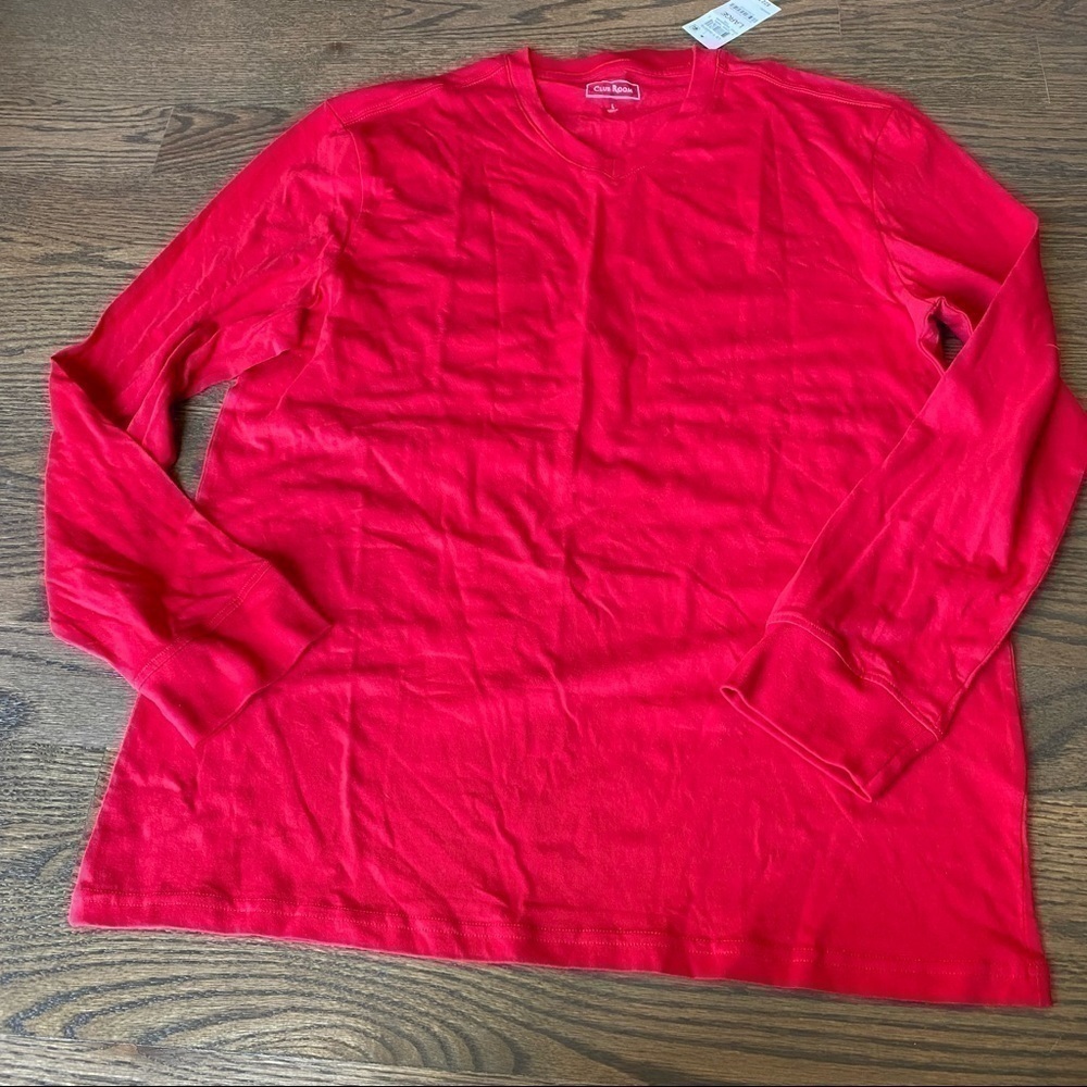 NWT men’s red long sleeve v neck t shirt size lg